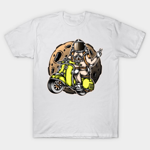 Astronaut riding scooter T-Shirt by WODEXZ